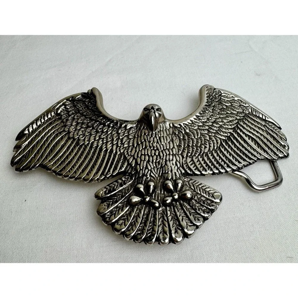 Classico‎ Italia A136 Silver Eagle Belt Buckle Made in Italy Vintage Western 5in